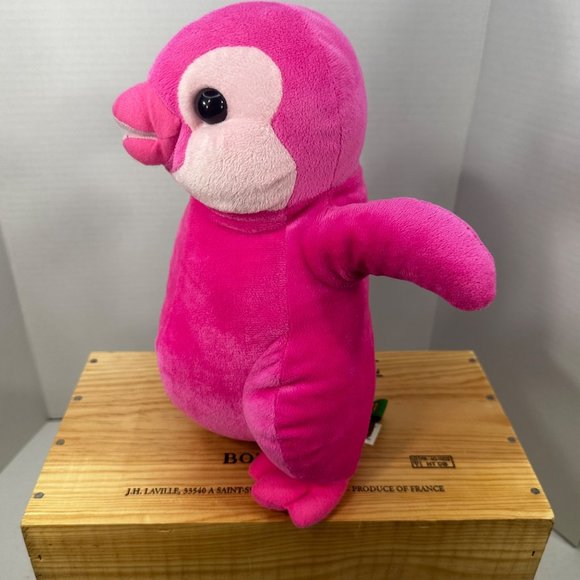 Wild Republic 11 Inch Pudgie Pink Flower Belly Penguin Stuffed Plush Preowned - Picture 4 of 11